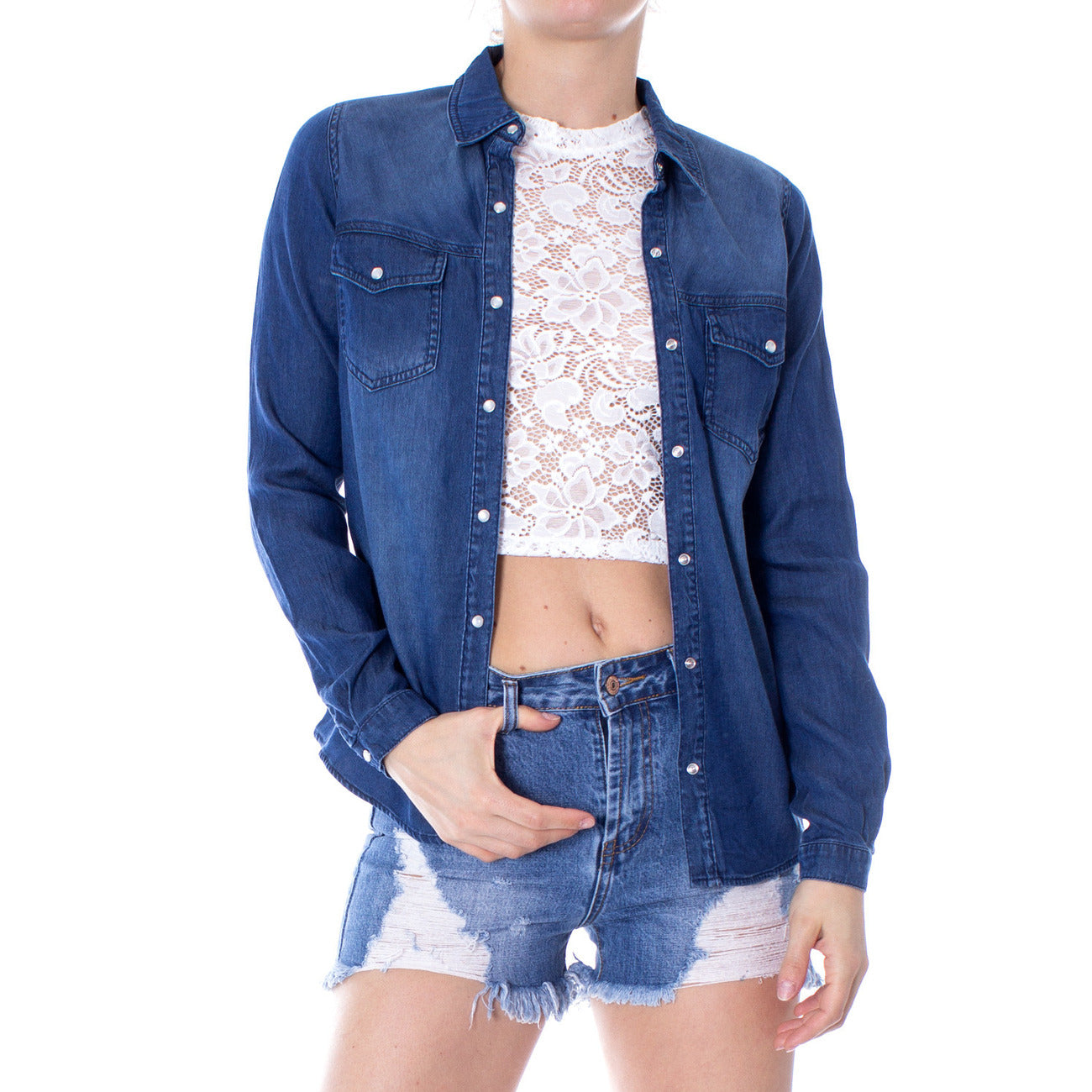 Vila Clothes Shirt Dames Blauw