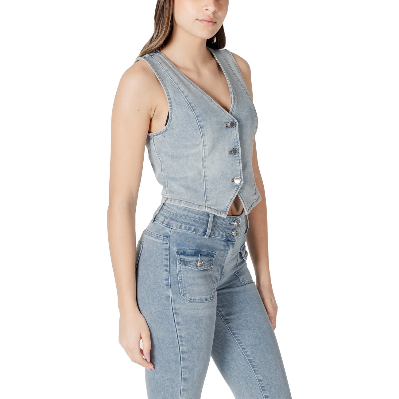 Morgan De Toi Gilet Dames Lichtblauw #2413824