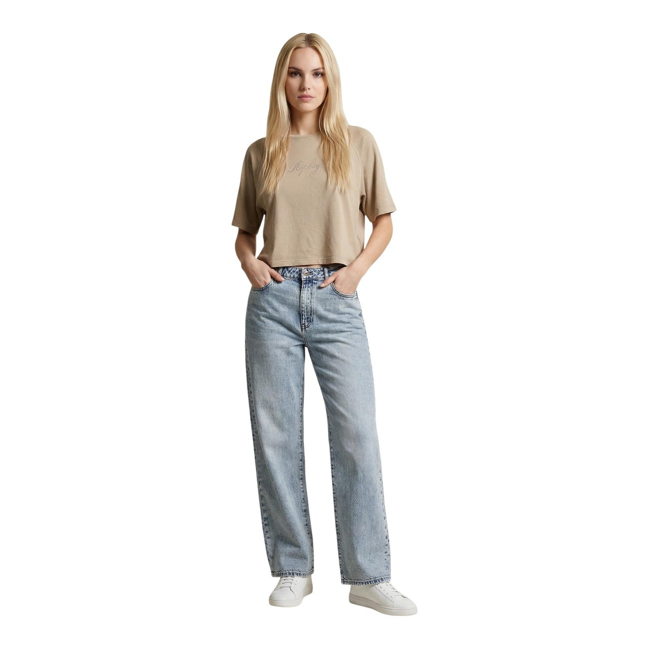 Replay T-Shirt Damen Beige