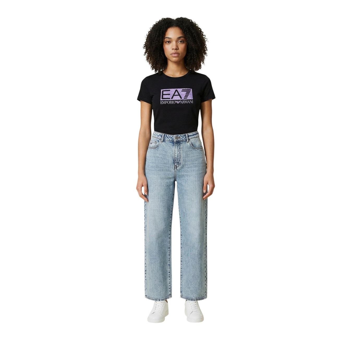 Ea7 T-Shirt Damen Schwarz Schwarz