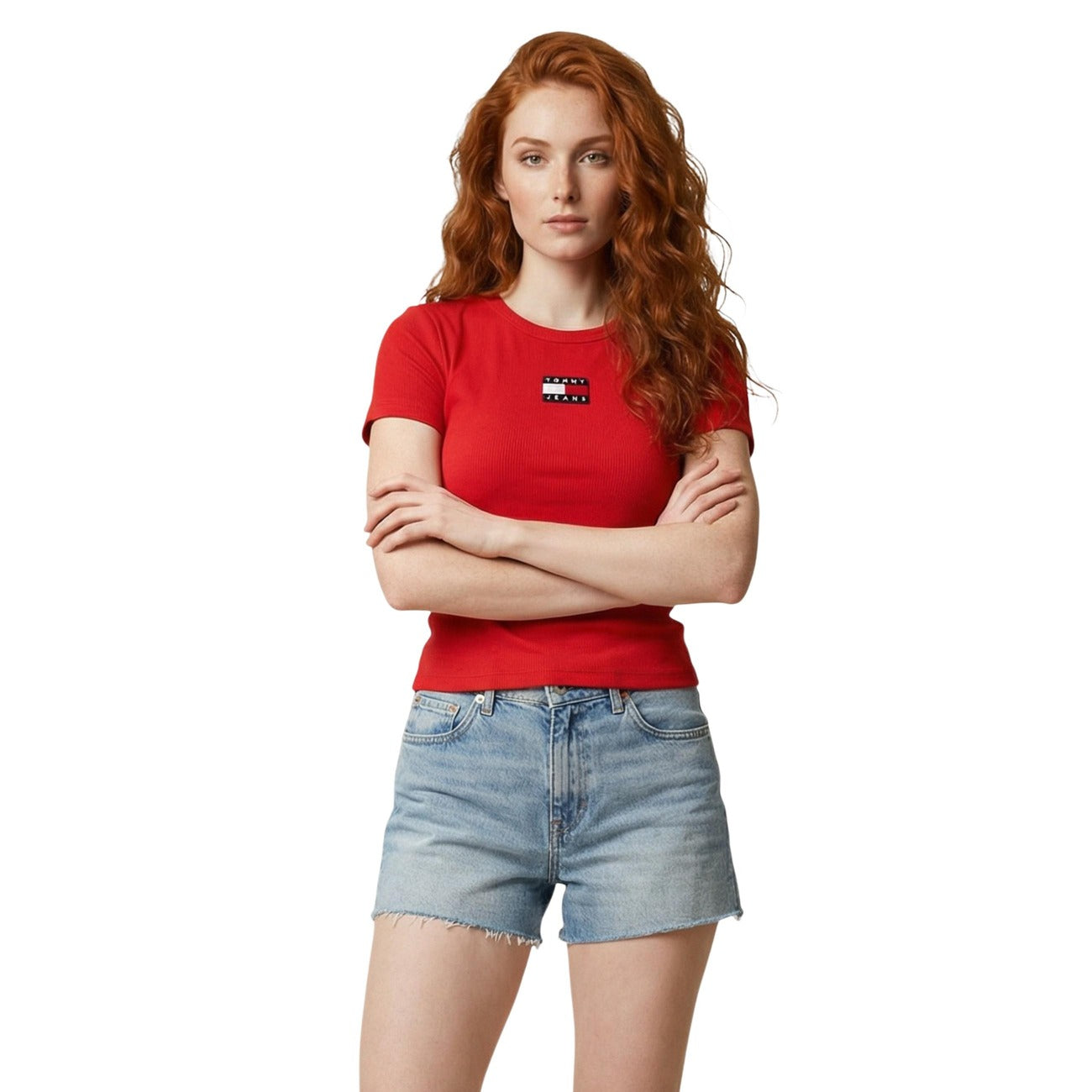 Tommy Hilfiger Jeans T-Shirt Damen Rot #2457792