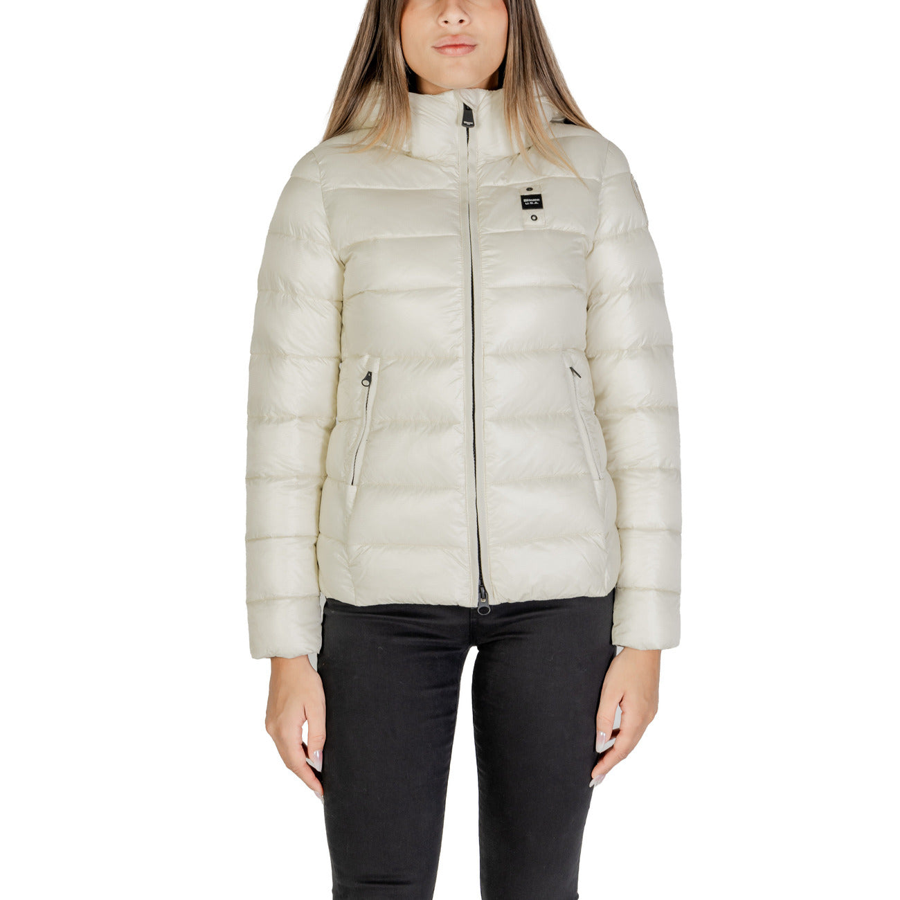 Blauer Windjack Damen Weiß