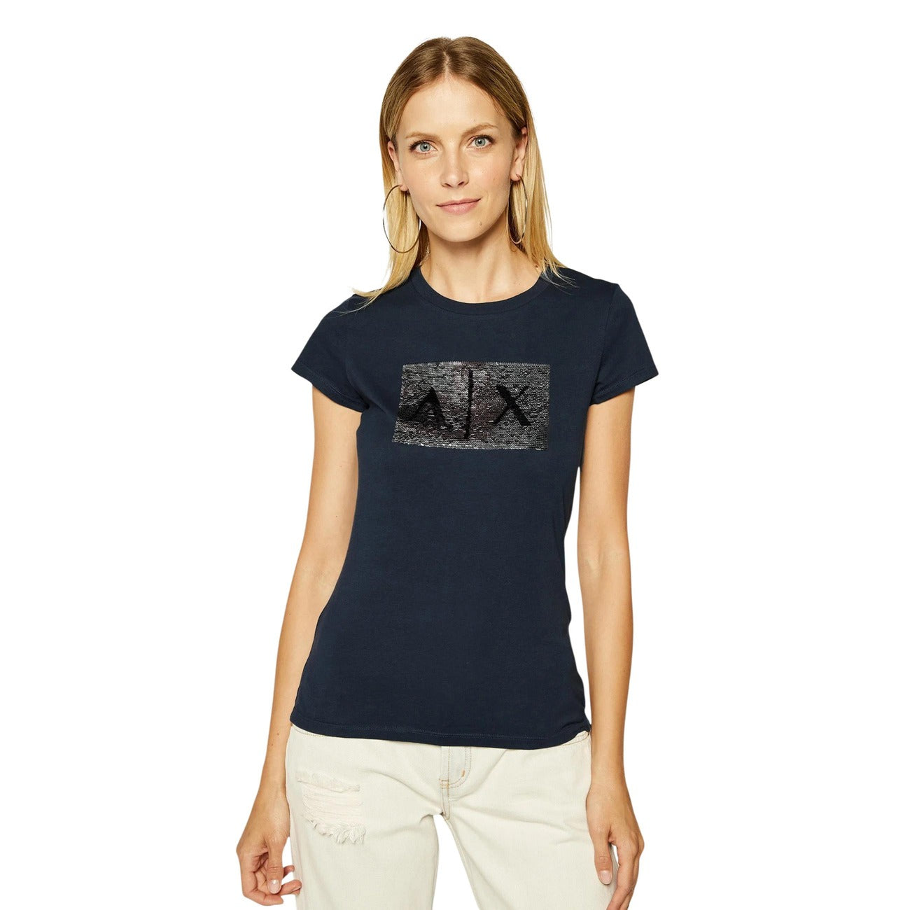 Armani Exchange T-shirt Dames Blauw