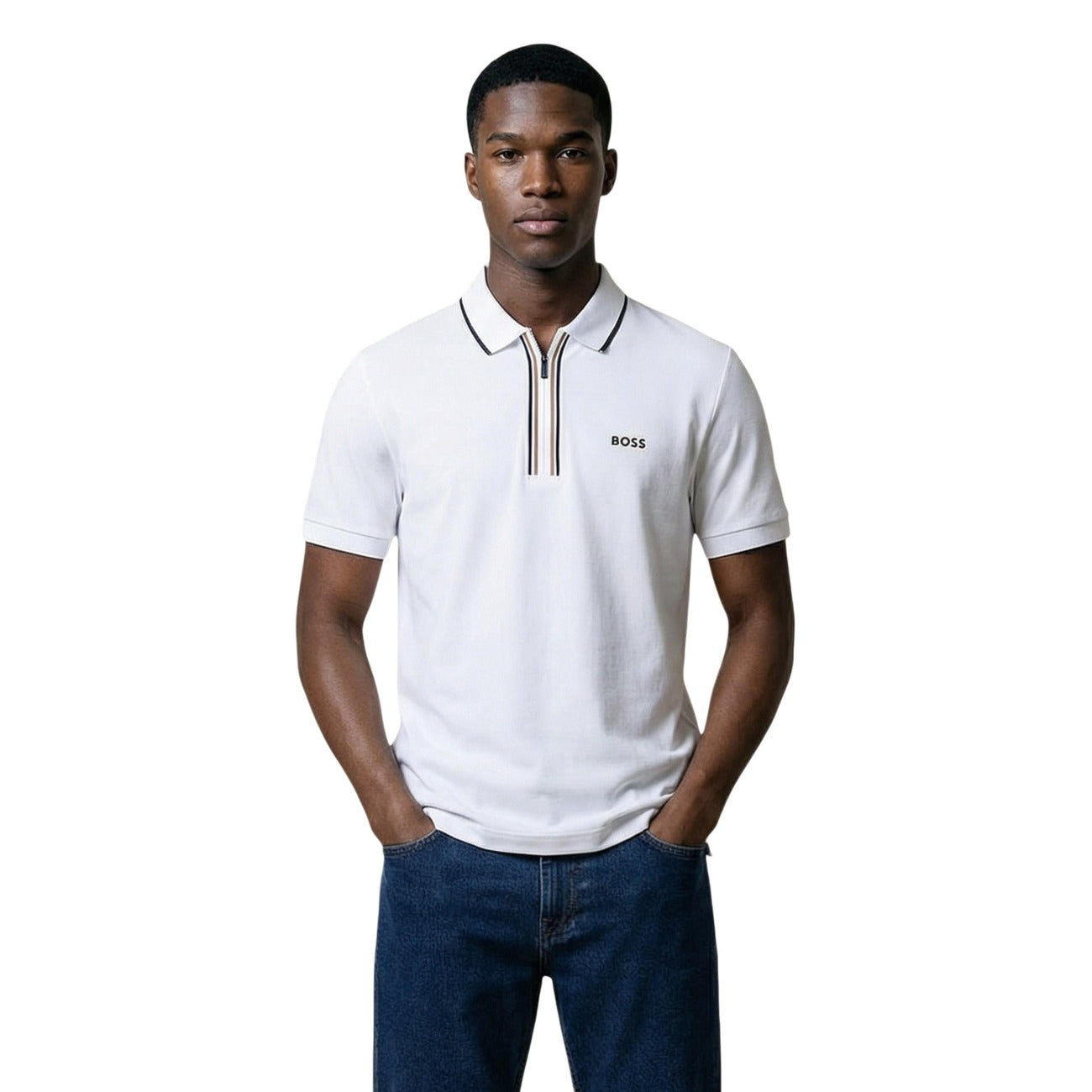 Boss Polo Top Herren Weiß