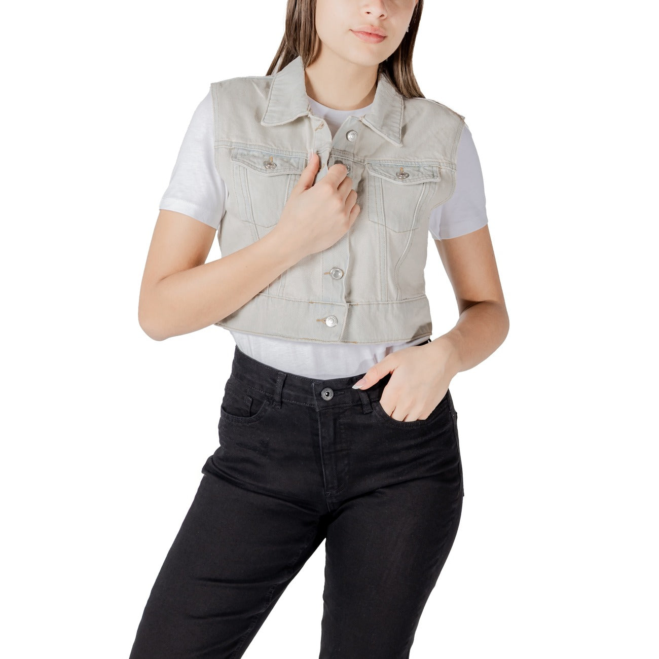 Only Gilet Dames Beige #2417385