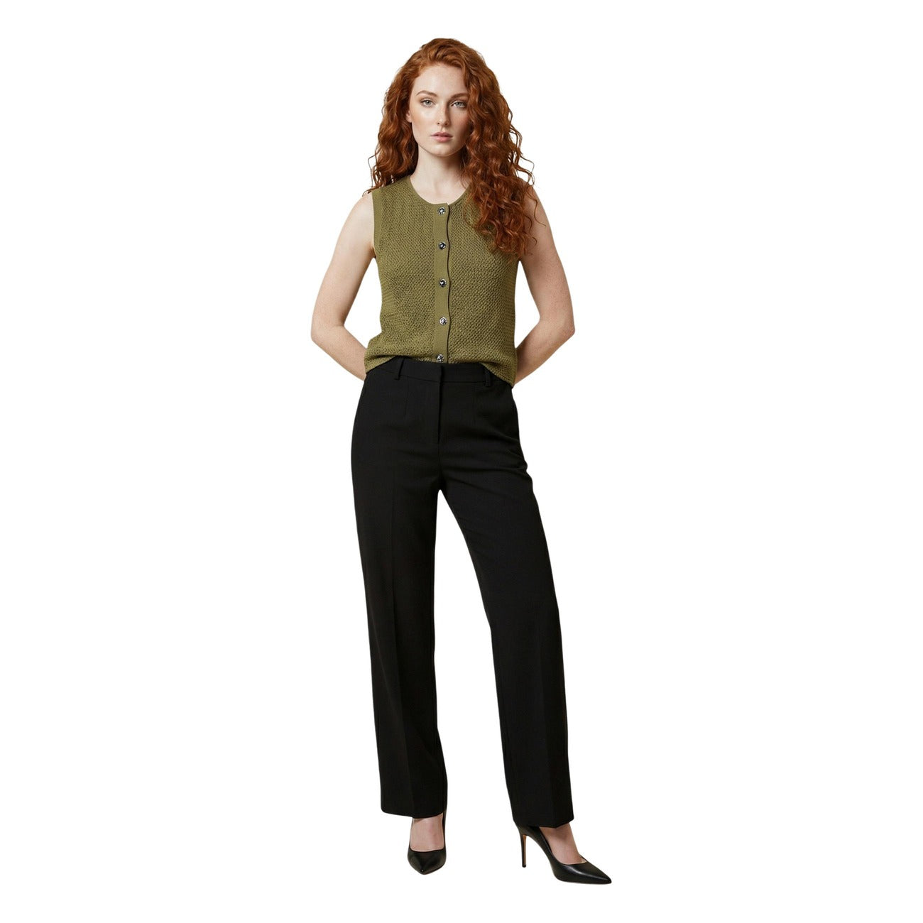 Jacqueline De Yong Gilet Dames Groen