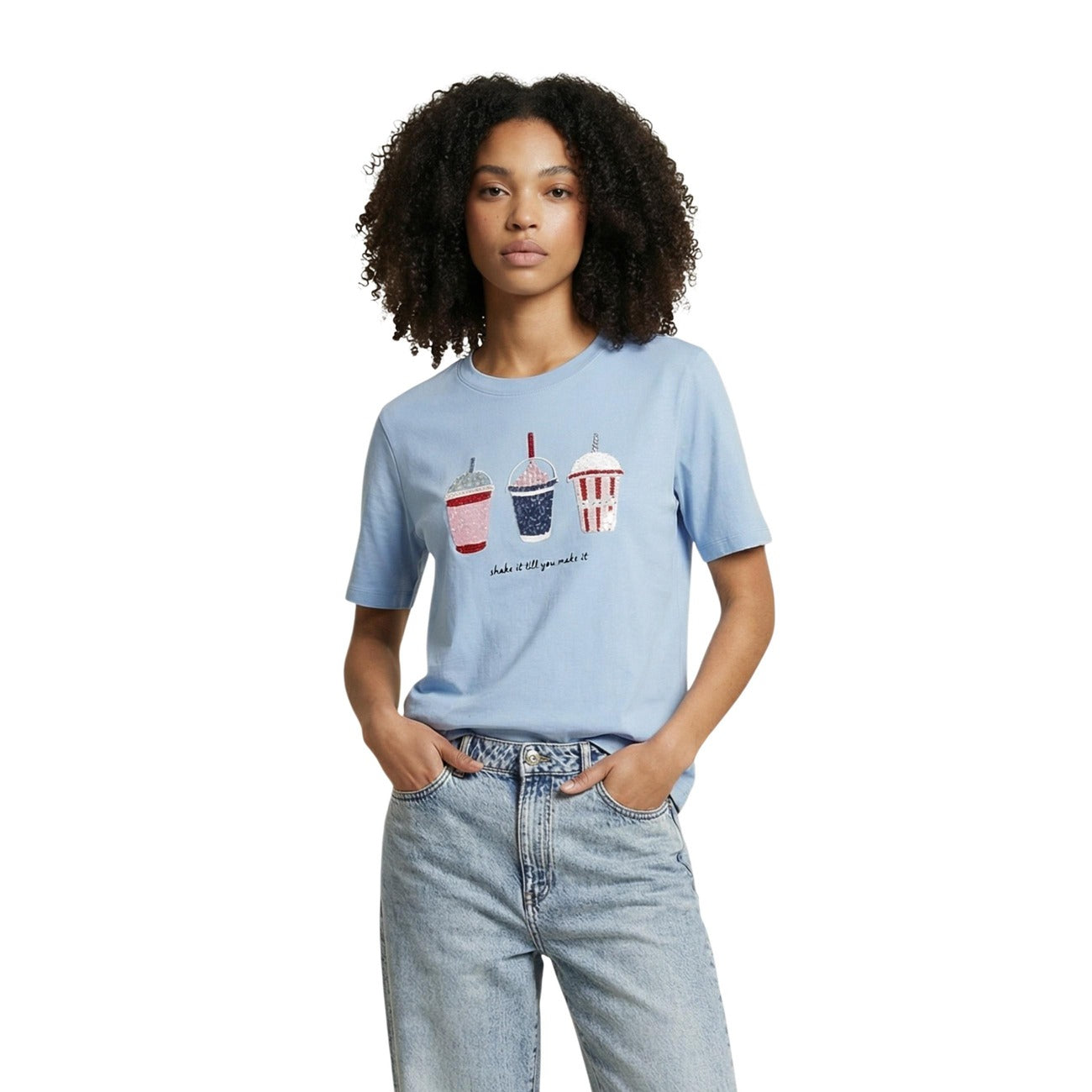 Only T-Shirt Damen Hellblau #2459242