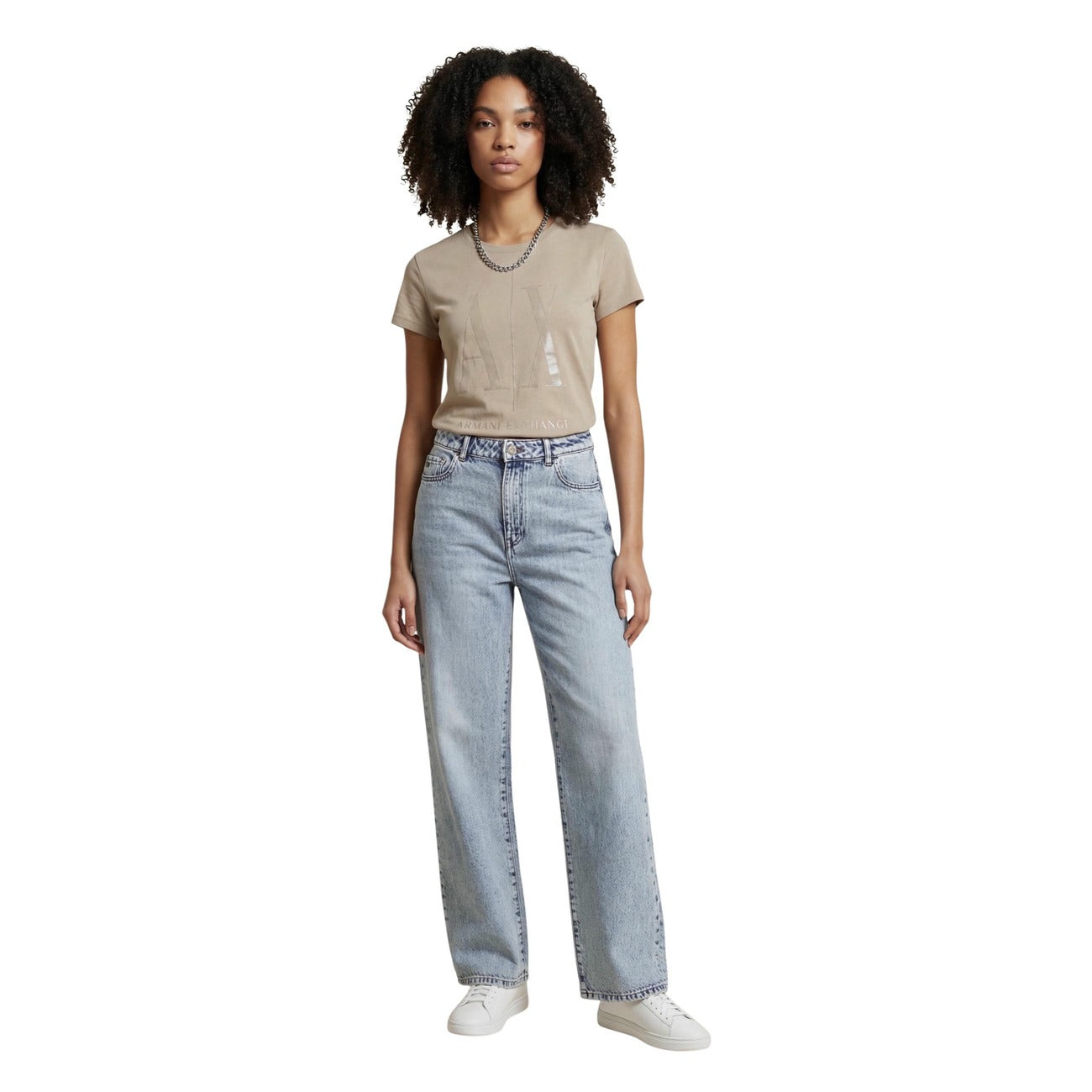 Armani Exchange T-Shirt Damen Beige