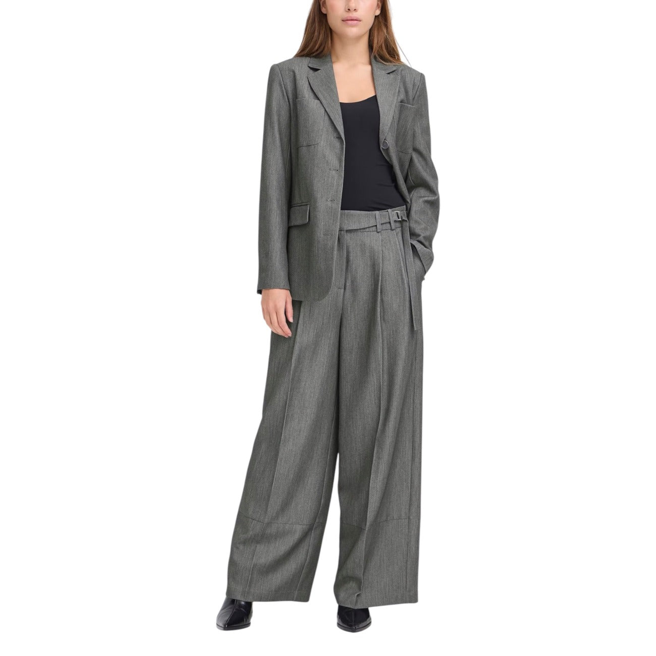 Ichi Trousers Women Grey