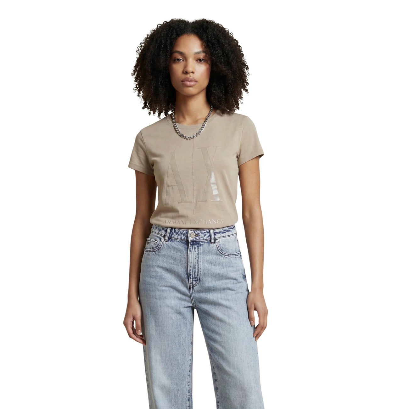 Armani Exchange T-Shirt Damen Beige