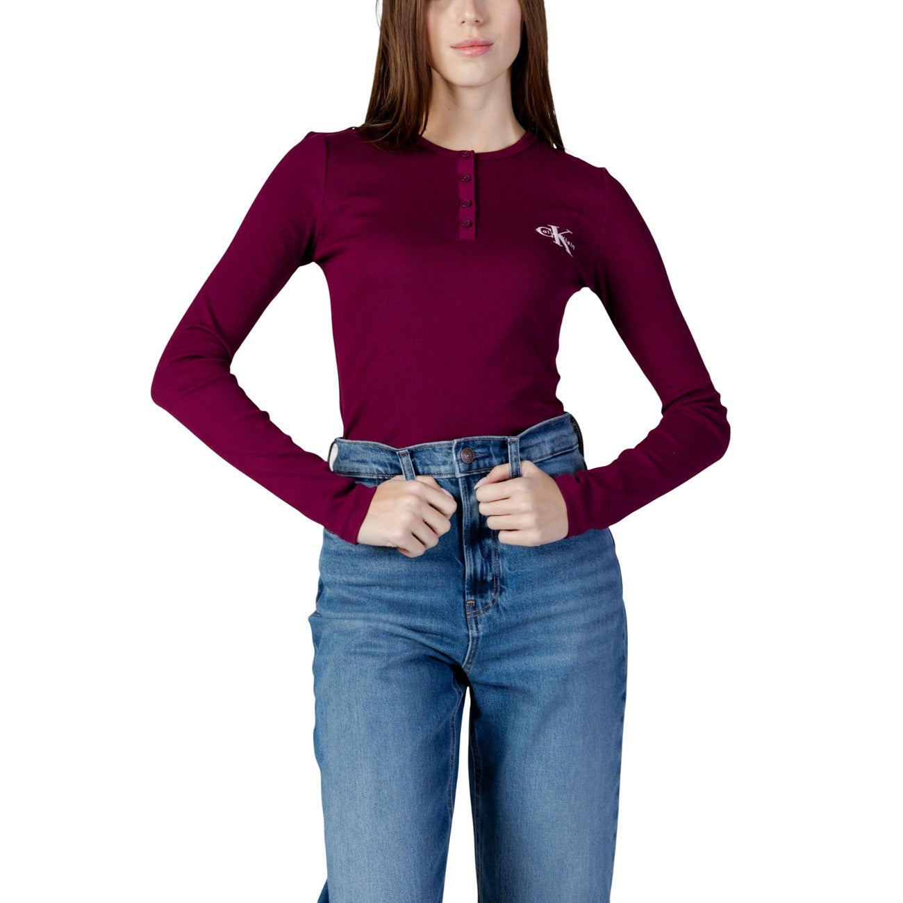 Calvin Klein Jeans T-shirt Dames Bordeaux #2469906