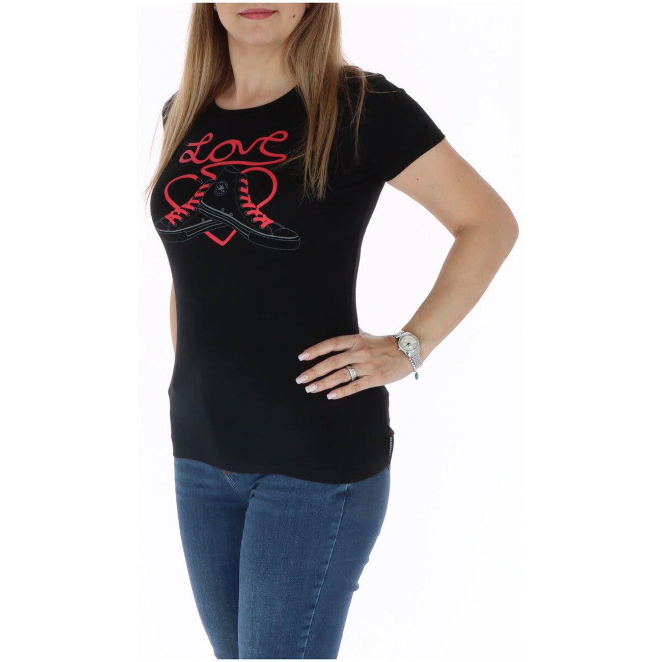 Converse T-shirt Dames Zwart #2325891
