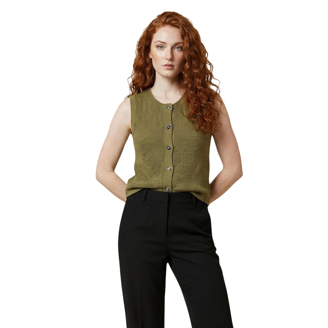 Jacqueline De Yong Gilet Dames Groen