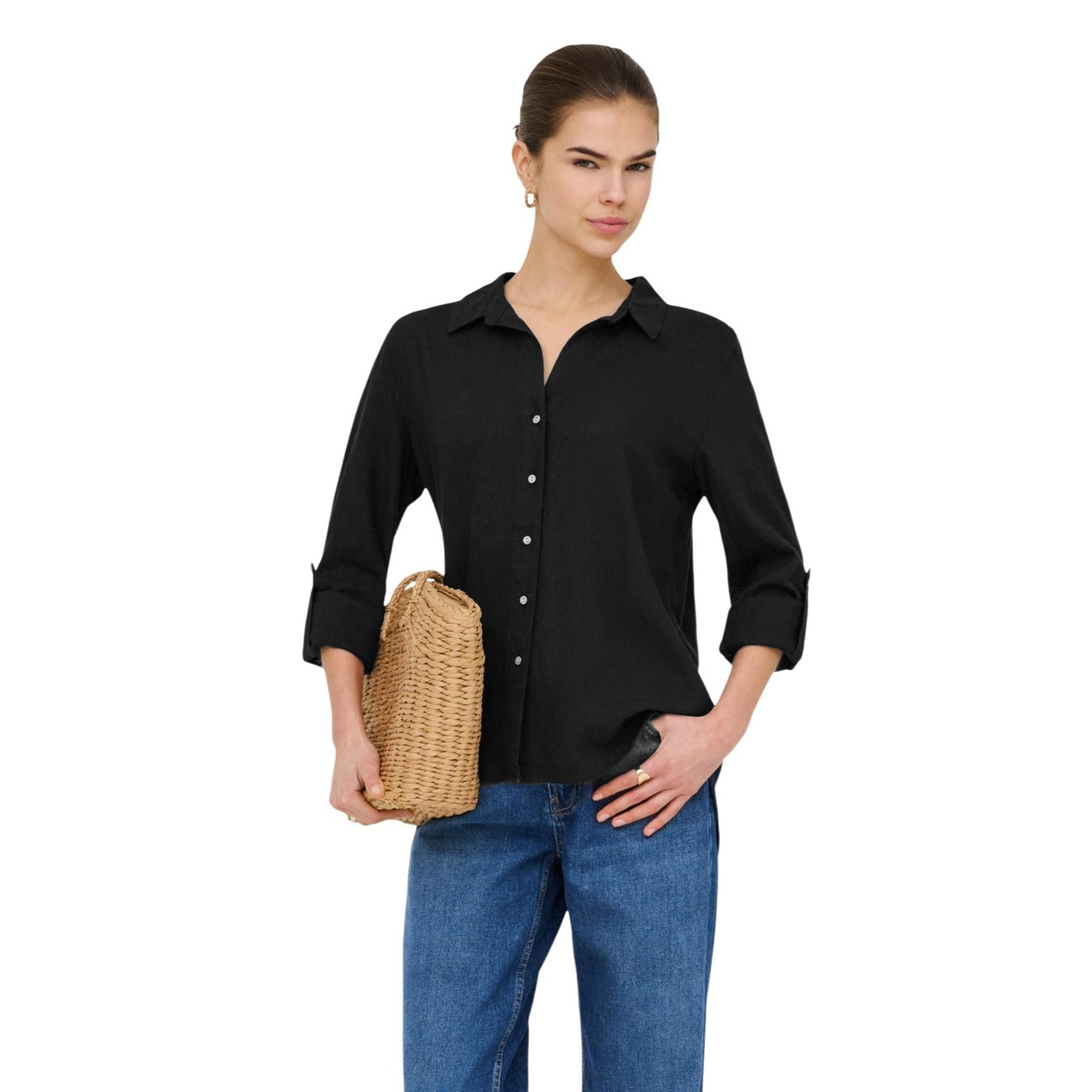 Only Shirt Damen Schwarz Schwarz
