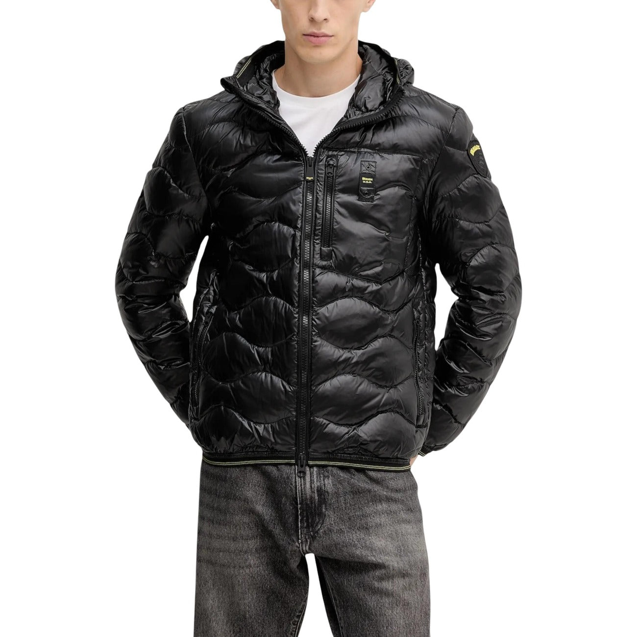 Blauer Windbreaker Heren Zwart