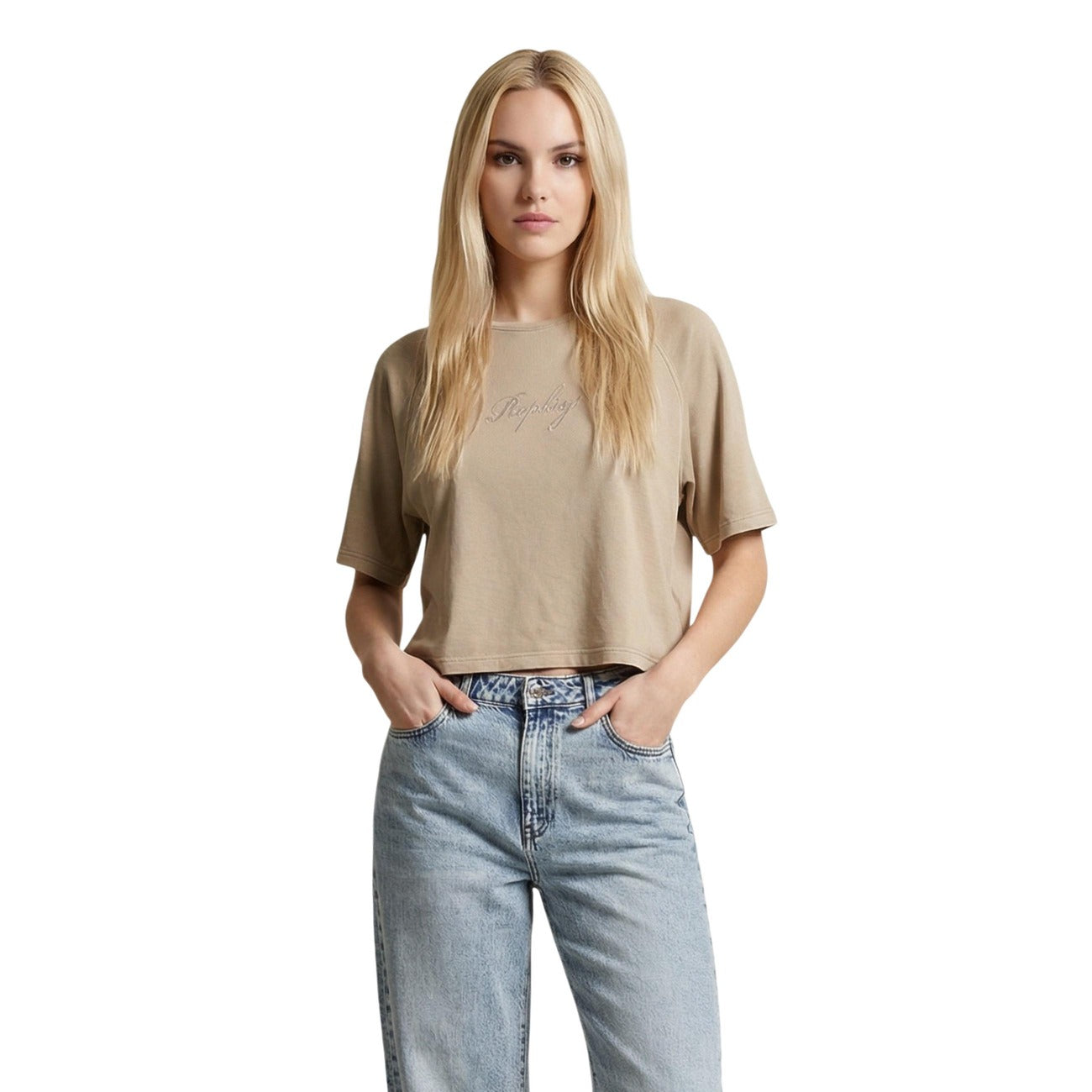 Replay T-Shirt Damen Beige