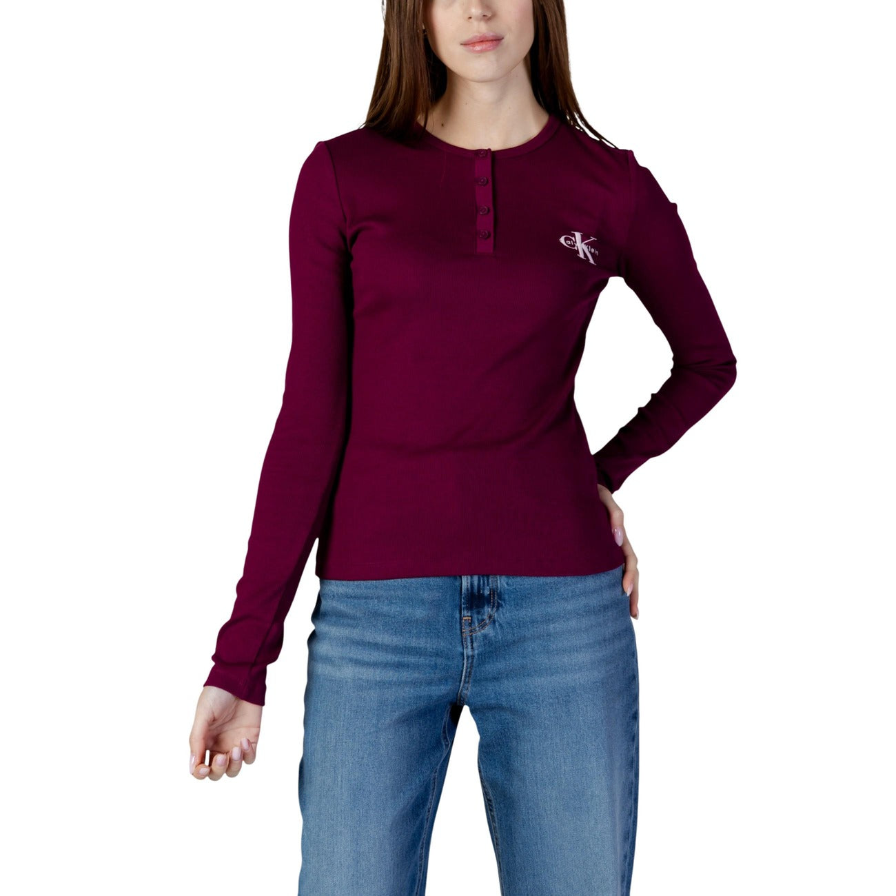 Calvin Klein Jeans T-shirt Dames Bordeaux #2469906