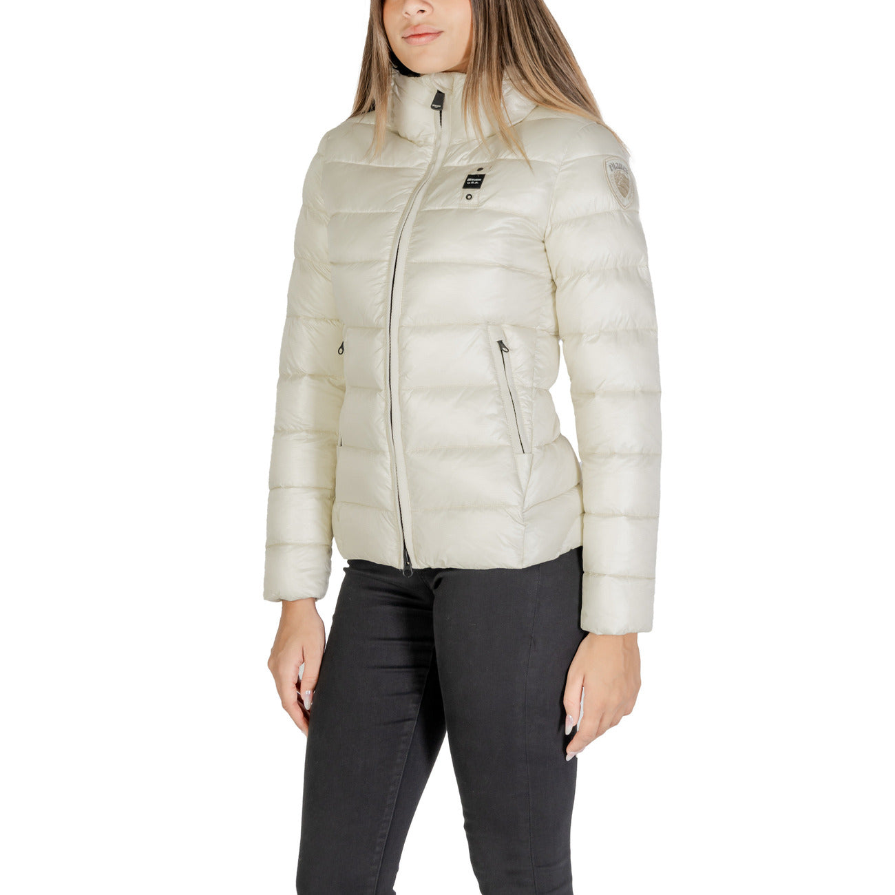 Blauer Windjack Damen Weiß