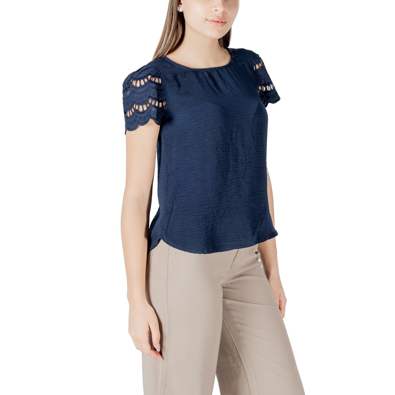 Jacqueline De Yong T-shirt Dames Blauw